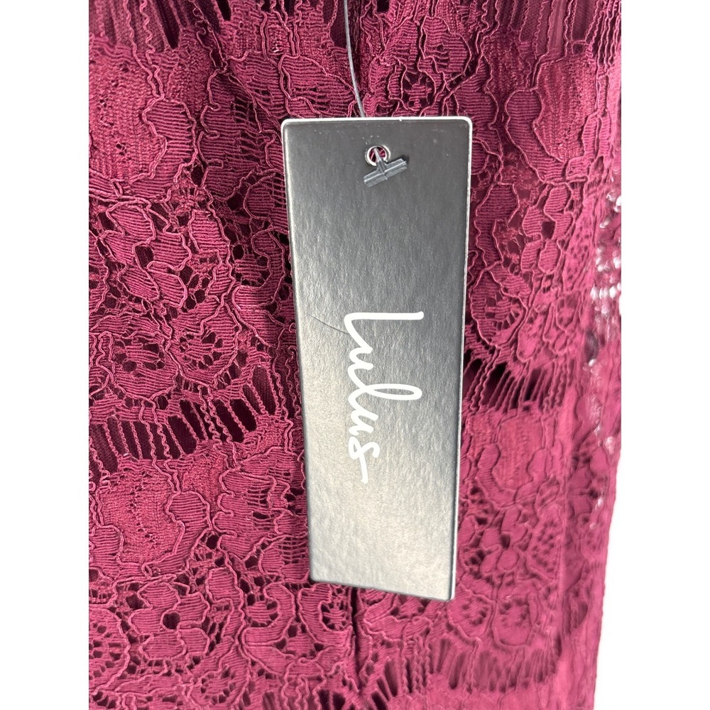 Lulus Take Me to Brunch Burgundy Lace Shift Mini Dress Size Medium NWT - Picture 10 of 11